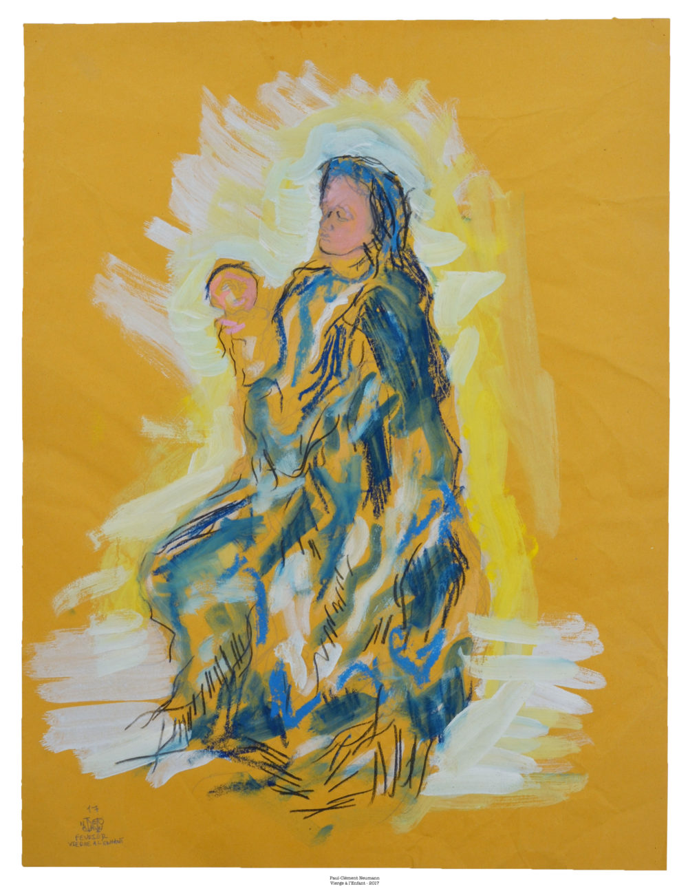 Paul-Clément Neumann - Vierge à l'Enfant - Pastel - 50 x 37, 5 cm