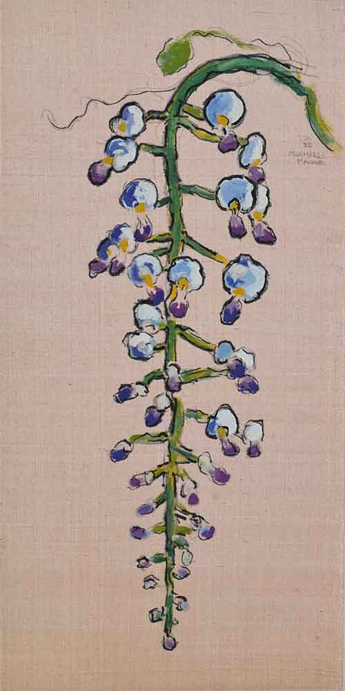 " Glycine " - Tempera sur soie - 2020